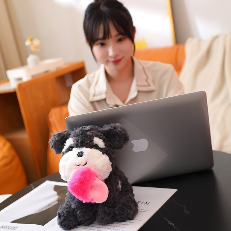 Kawaii Sooty the Black Fluffy Dog with Slipper Plushie