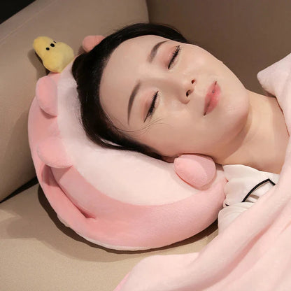 Kawaii Triangle Capybara Plush Pillows With Blanket
