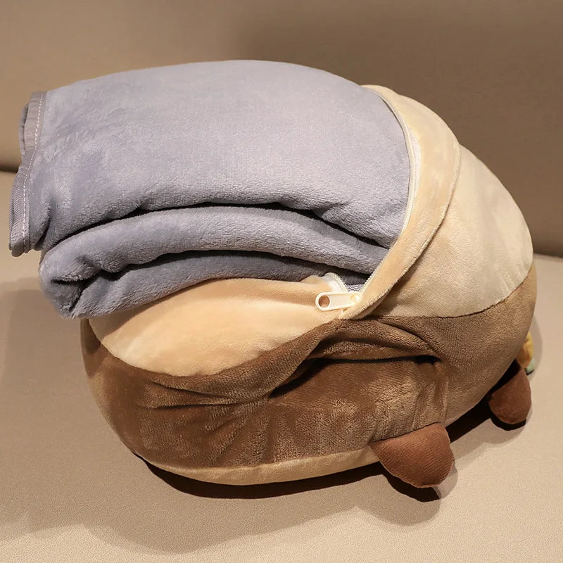 Kawaii Triangle Capybara Plush Pillows With Blanket