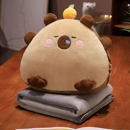 Kawaii Triangle Capybara Plush Pillows With Blanket