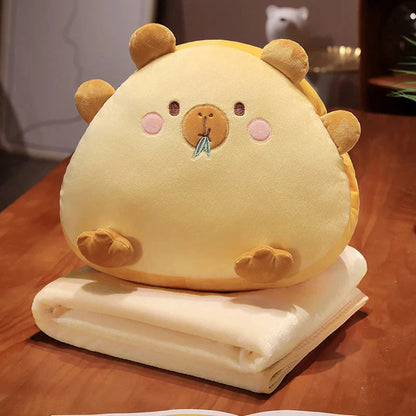Kawaii Triangle Capybara Plush Pillows With Blanket