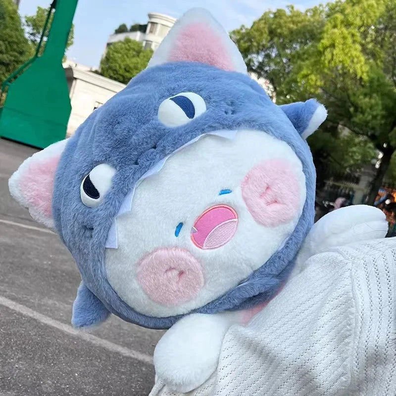 Kawaii White Cat Shark Hat Plushie