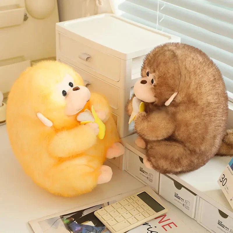 Kawaii Yellow Brown Chunky Monkey With Banana Plushie