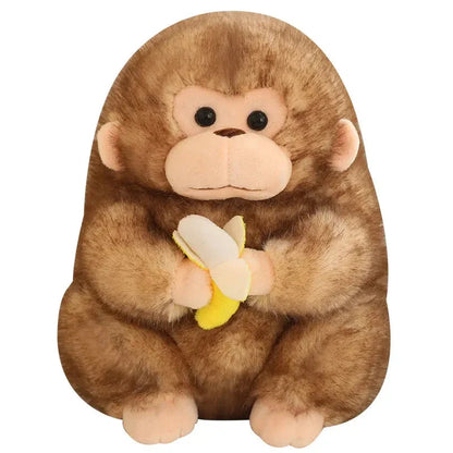 Kawaii Yellow Brown Chunky Monkey With Banana Plushie