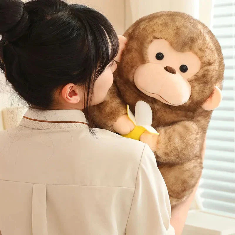 Kawaii Yellow Brown Chunky Monkey With Banana Plushie