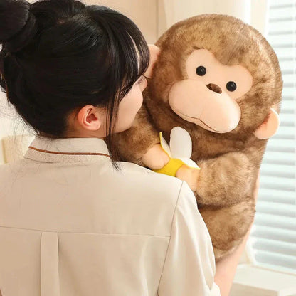 Kawaii Yellow Brown Chunky Monkey With Banana Plushie