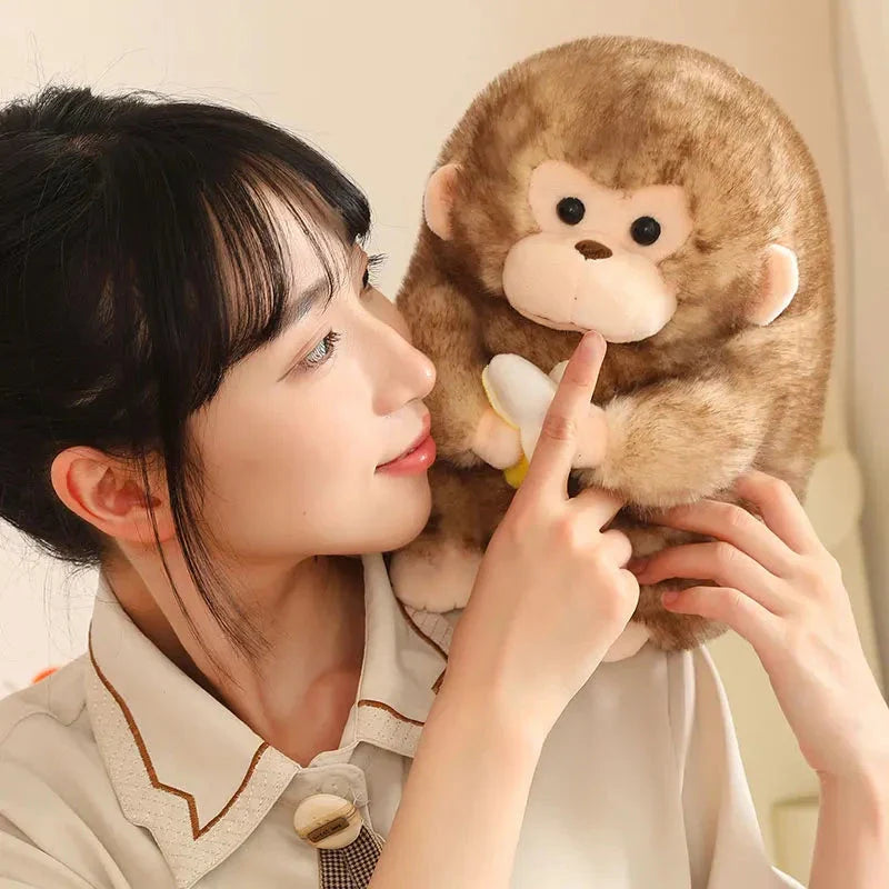 Kawaii Yellow Brown Chunky Monkey With Banana Plushie