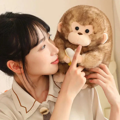 Kawaii Yellow Brown Chunky Monkey With Banana Plushie