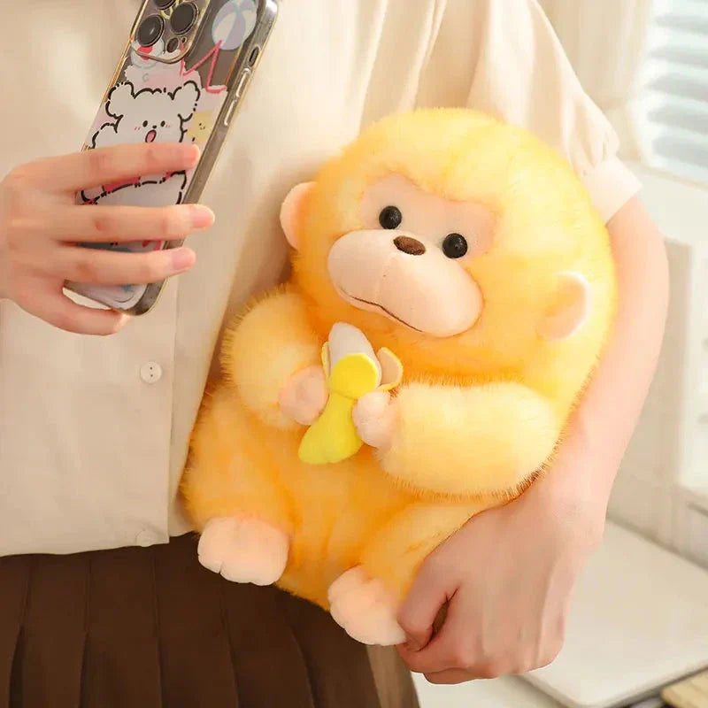 Kawaii Yellow Brown Chunky Monkey With Banana Plushie