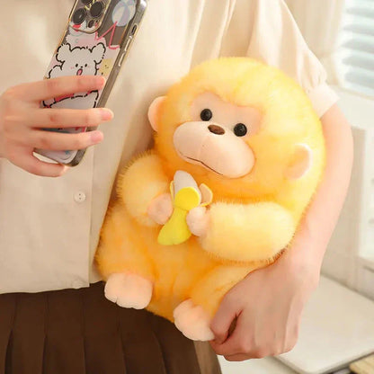 Kawaii Yellow Brown Chunky Monkey With Banana Plushie