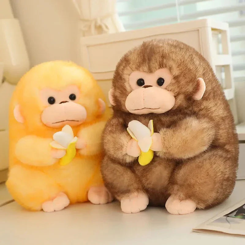 Kawaii Yellow Brown Chunky Monkey With Banana Plushie