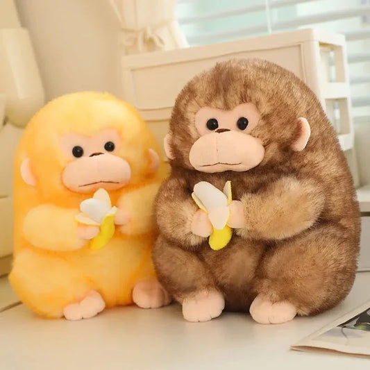 Kawaii Yellow Brown Chunky Monkey With Banana Plushie