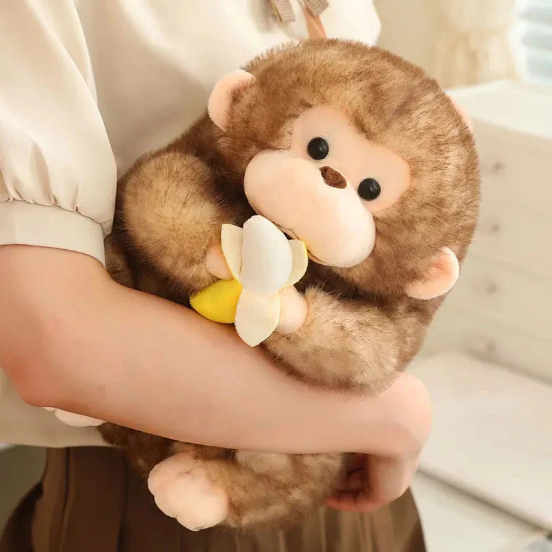 Kawaii Yellow Brown Chunky Monkey With Banana Plushie