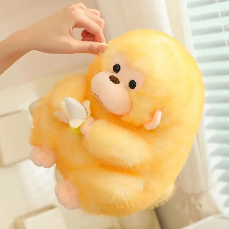 Kawaii Yellow Brown Chunky Monkey With Banana Plushie