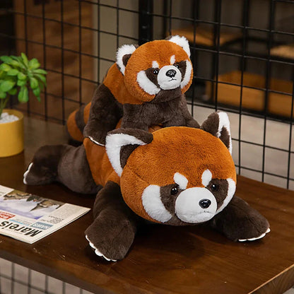 Laying Fluffy Red Panda Lifelike Plushie