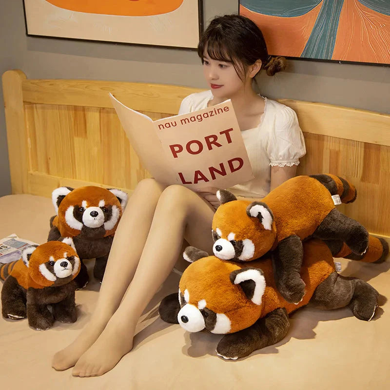 Laying Fluffy Red Panda Lifelike Plushie