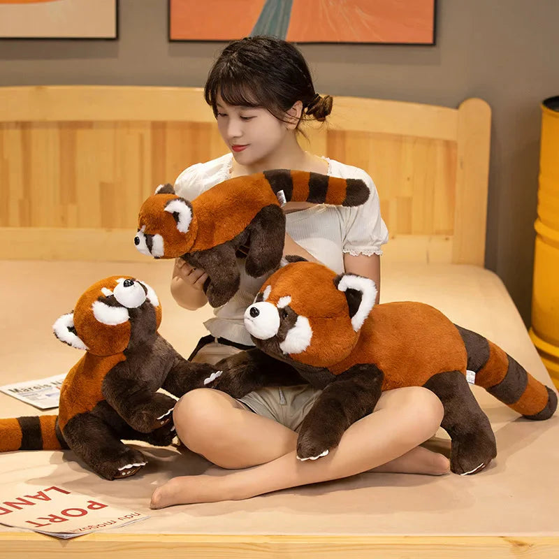 Laying Fluffy Red Panda Lifelike Plushie