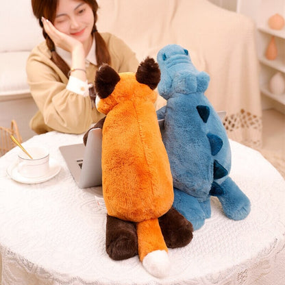 Laying Sloth and Fox Raccoon Crocodile Plushie Friends