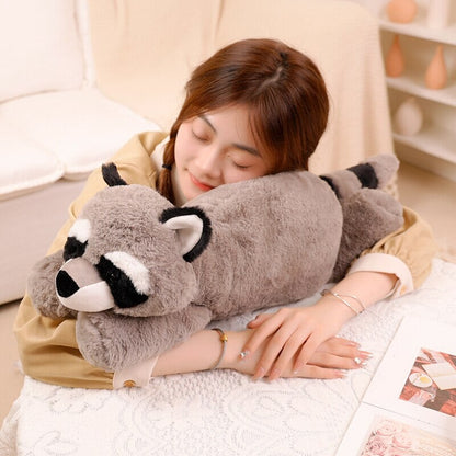 Laying Sloth and Fox Raccoon Crocodile Plushie Friends