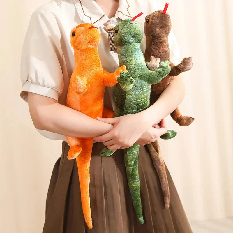 Lifelike Orange Green Brown Lizard Plushie