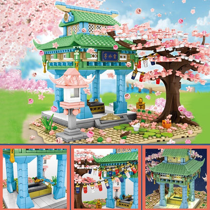 Light up Romantic Japanese Hakone Shrine with Sakura Tree Building Sets