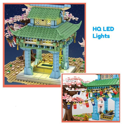Light up Romantic Japanese Hakone Shrine with Sakura Tree Building Sets