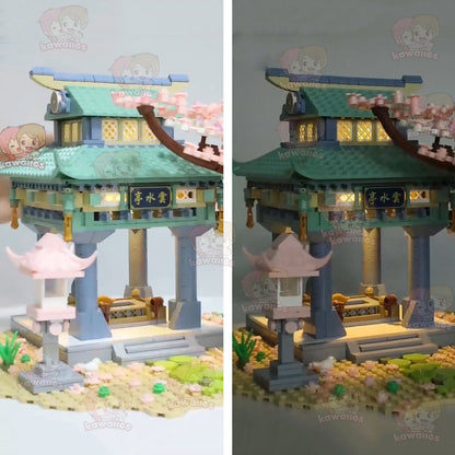 Light up Romantic Japanese Hakone Shrine with Sakura Tree Building Sets