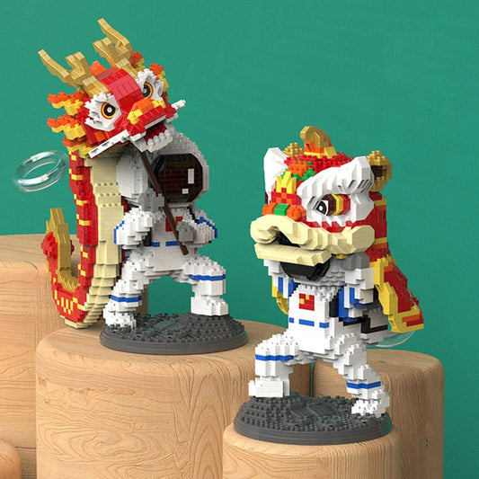 Lion & Dragon Dance Astronaut Nano Building Blocks