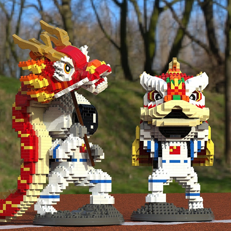 Lion & Dragon Dance Astronaut Nano Building Blocks