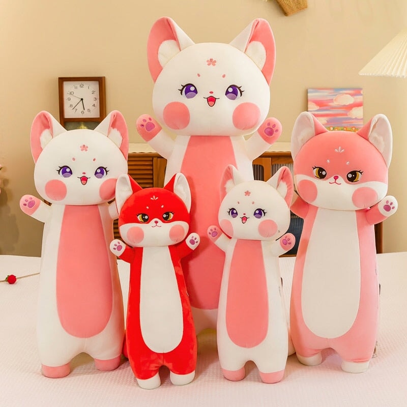 Long Cuddly Sakura Fox Family Plushie