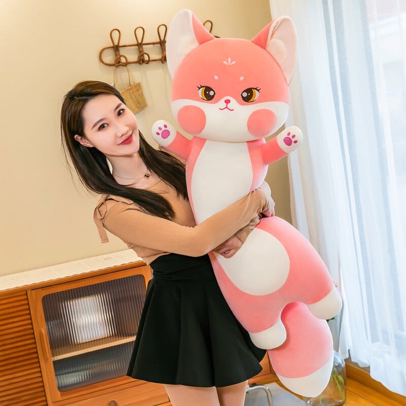 Long Cuddly Sakura Fox Family Plushie