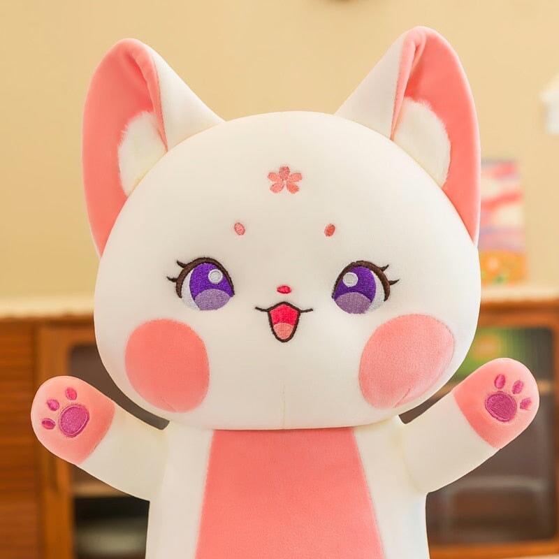 Long Cuddly Sakura Fox Family Plushie