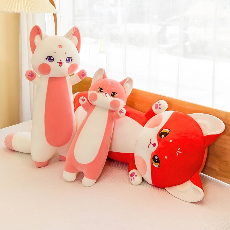 Long Cuddly Sakura Fox Family Plushie