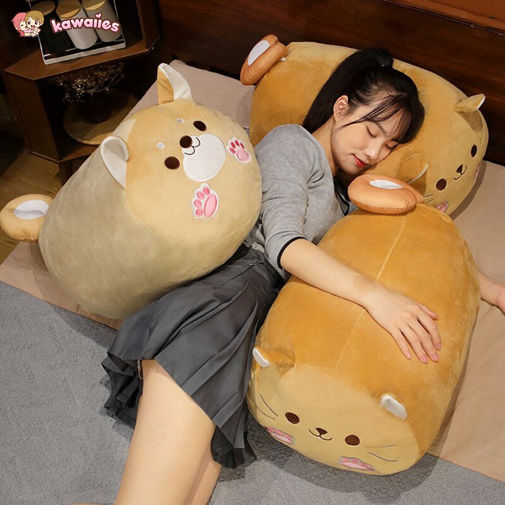 Long Kawaii Shiba Inu Cat Pillow Plush