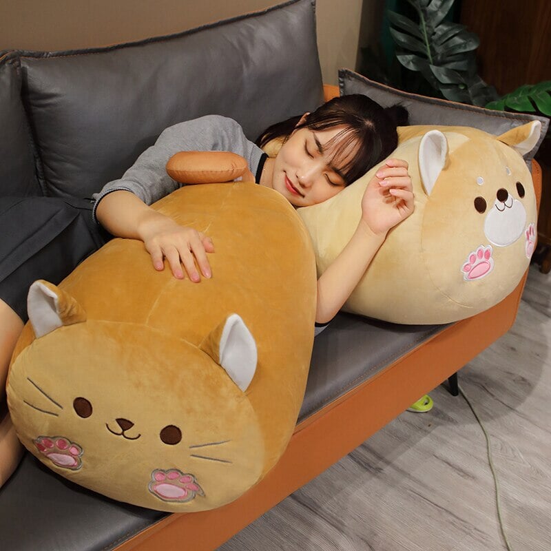 Long Kawaii Shiba Inu Cat Pillow Plush