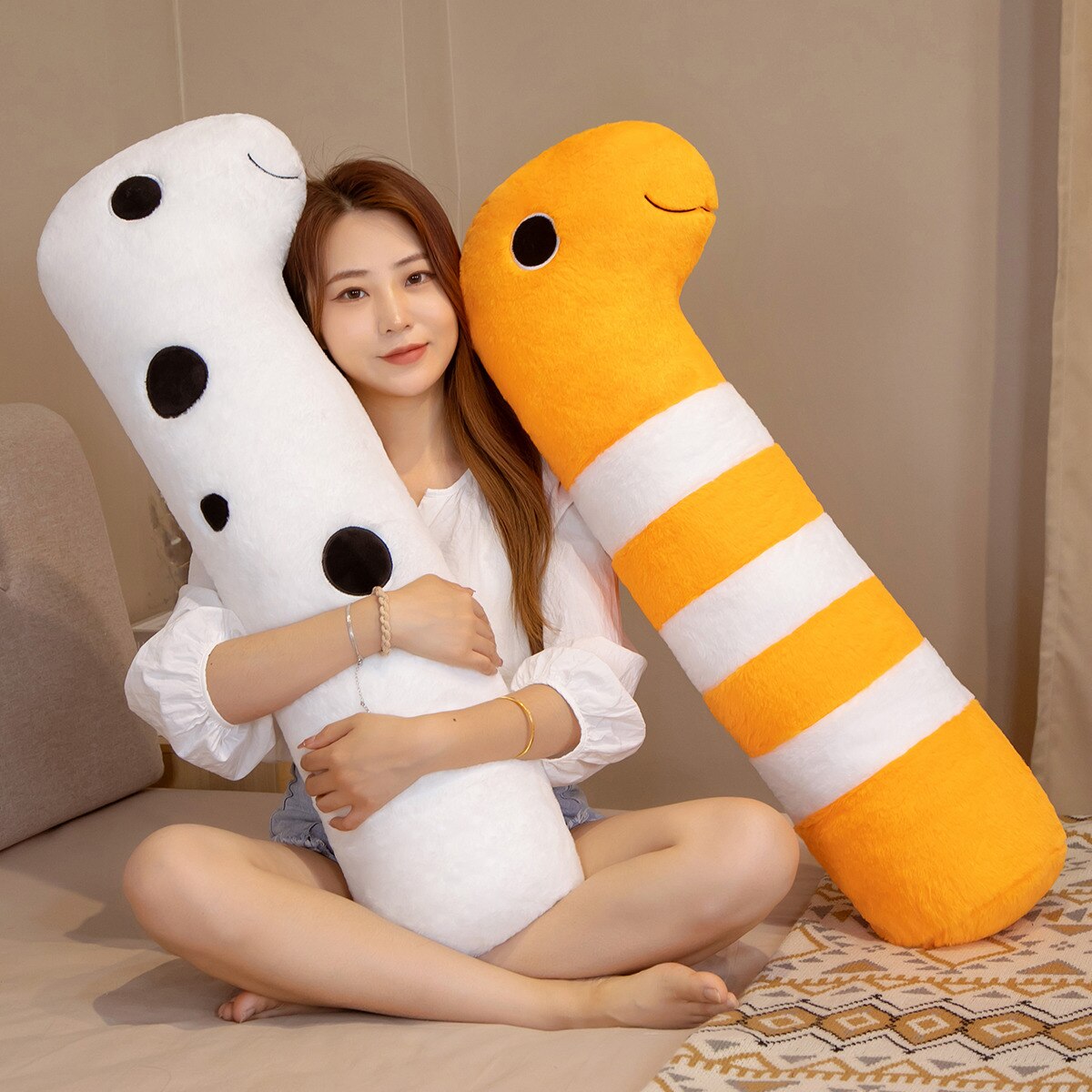 Long Ocean White Orange Eel Plushies