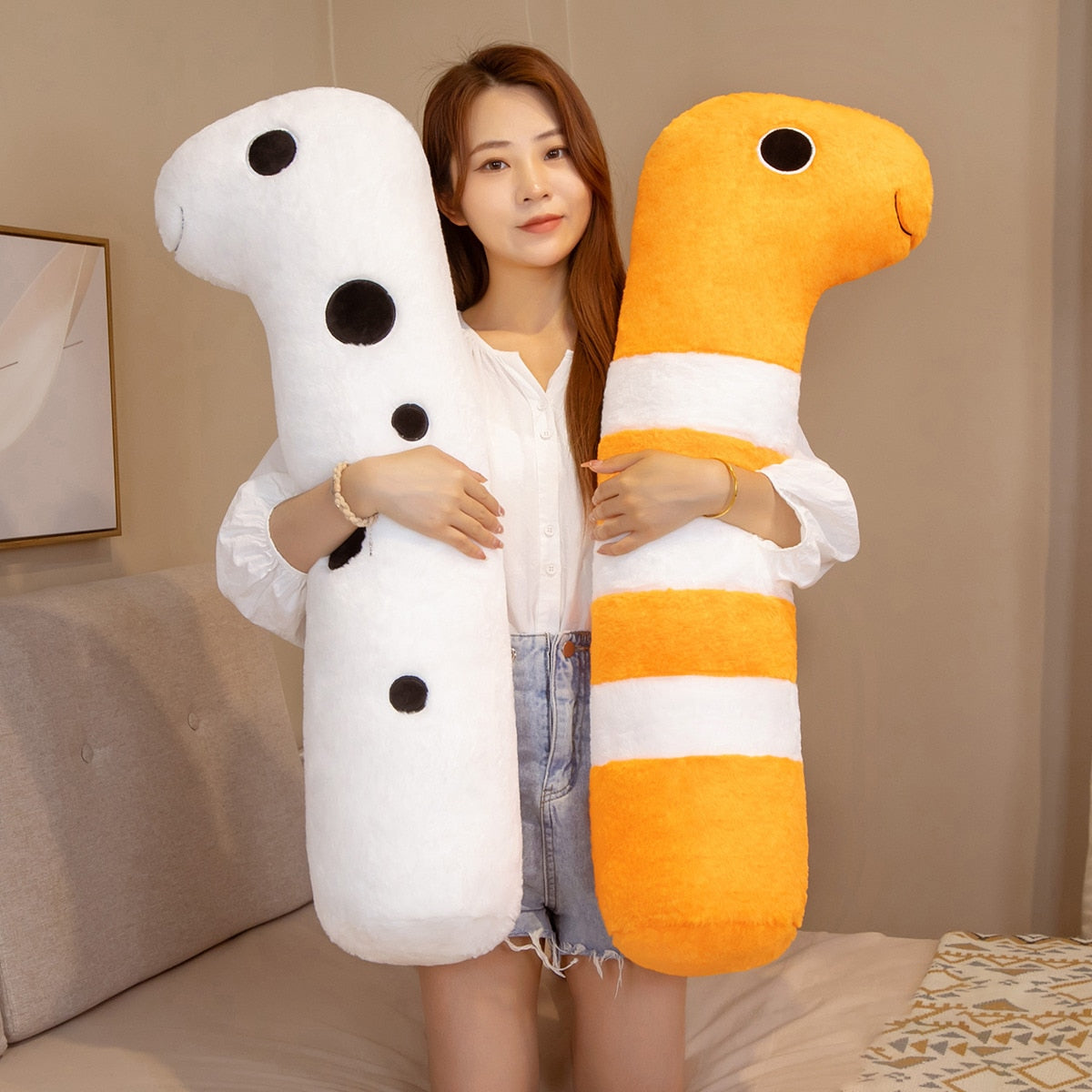 Long Ocean White Orange Eel Plushies