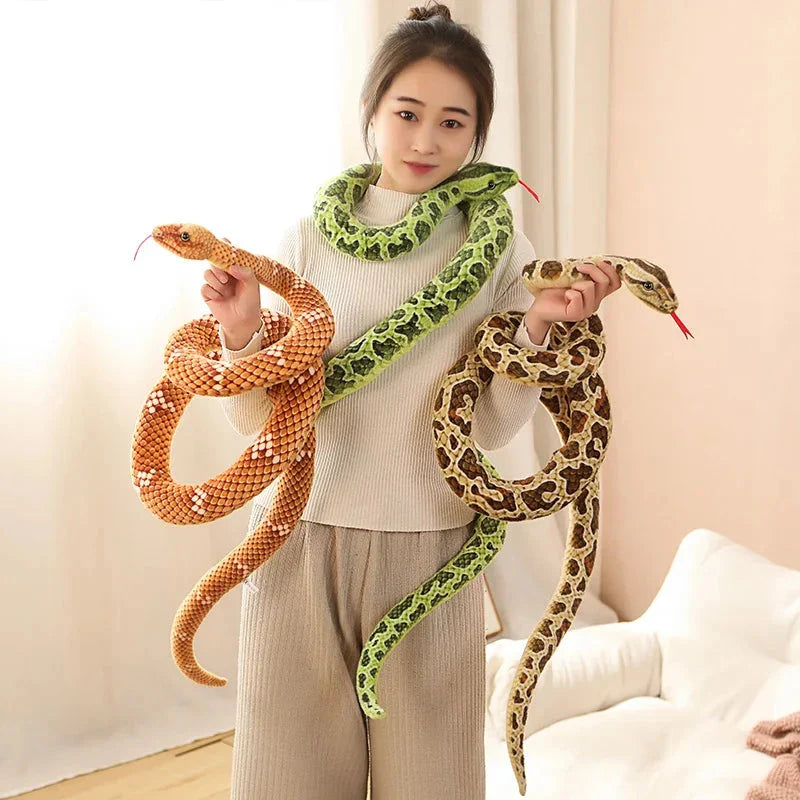 Long Realistic Brown Green Orange Snake Plushies