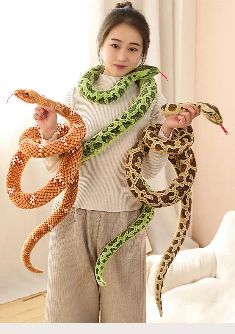 Long Realistic Brown Green Orange Snake Plushies