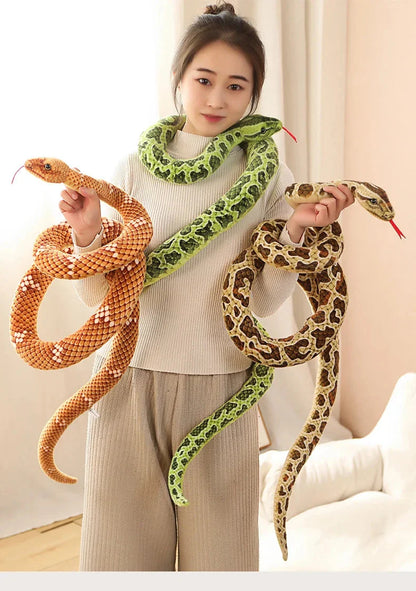 Long Realistic Brown Green Orange Snake Plushies