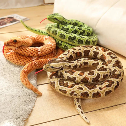 Long Realistic Brown Green Orange Snake Plushies