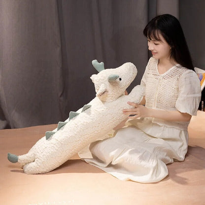 Long Snuggly Green White Dragon Plushies
