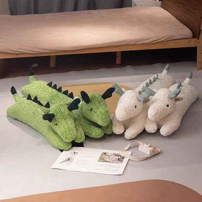 Long Snuggly Green White Dragon Plushies