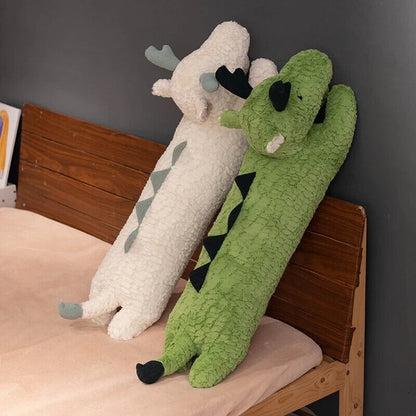 Long Snuggly Green White Dragon Plushies