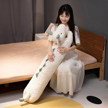 Long Snuggly Green White Dragon Plushies