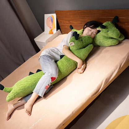 Long Snuggly Green White Dragon Plushies