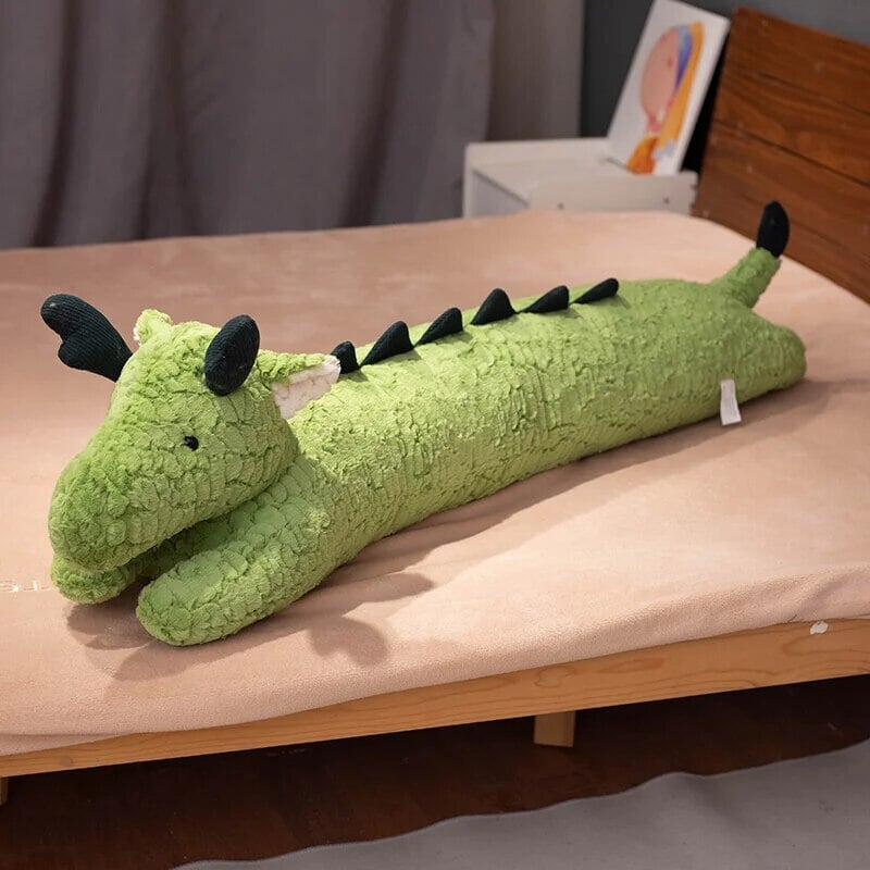 Long Snuggly Green White Dragon Plushies