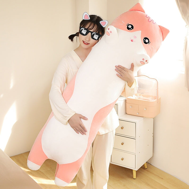 Long Snuggly Pink Gray Cat Plushies