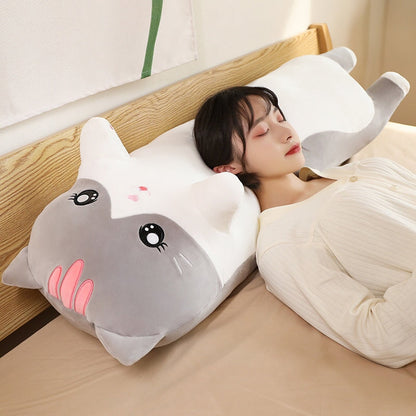 Long Snuggly Pink Gray Cat Plushies