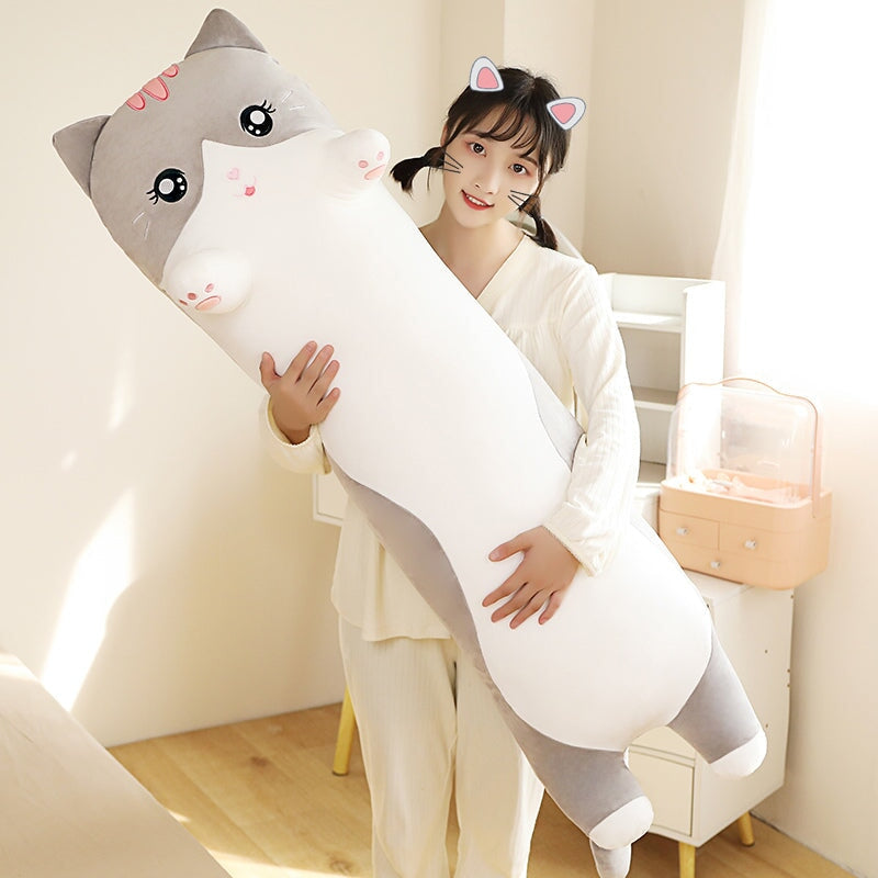 Long Snuggly Pink Gray Cat Plushies